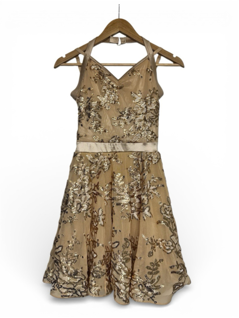 Weissman Gold Sequin Dance Costume Dress SA Youth Performance Leotard Skirt
